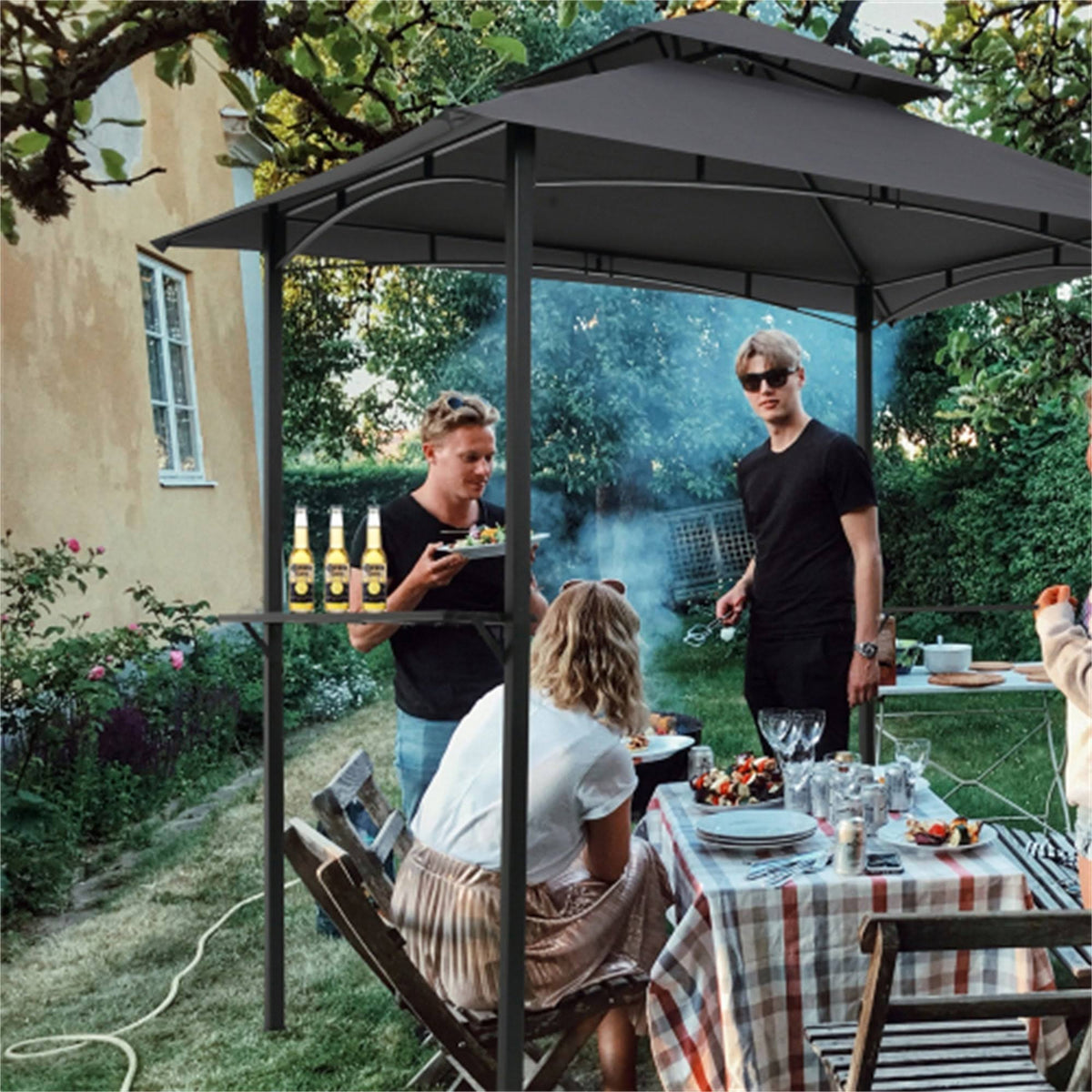 Outdoor Grill Gazebo 8 x 5 ft Double Tier Canopy U939