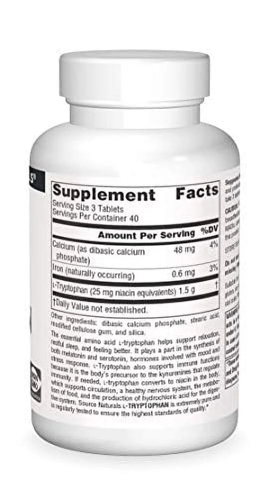 L-Tryptophan 500 mg Amino Acid Supplement 120 Tablets Y9202
