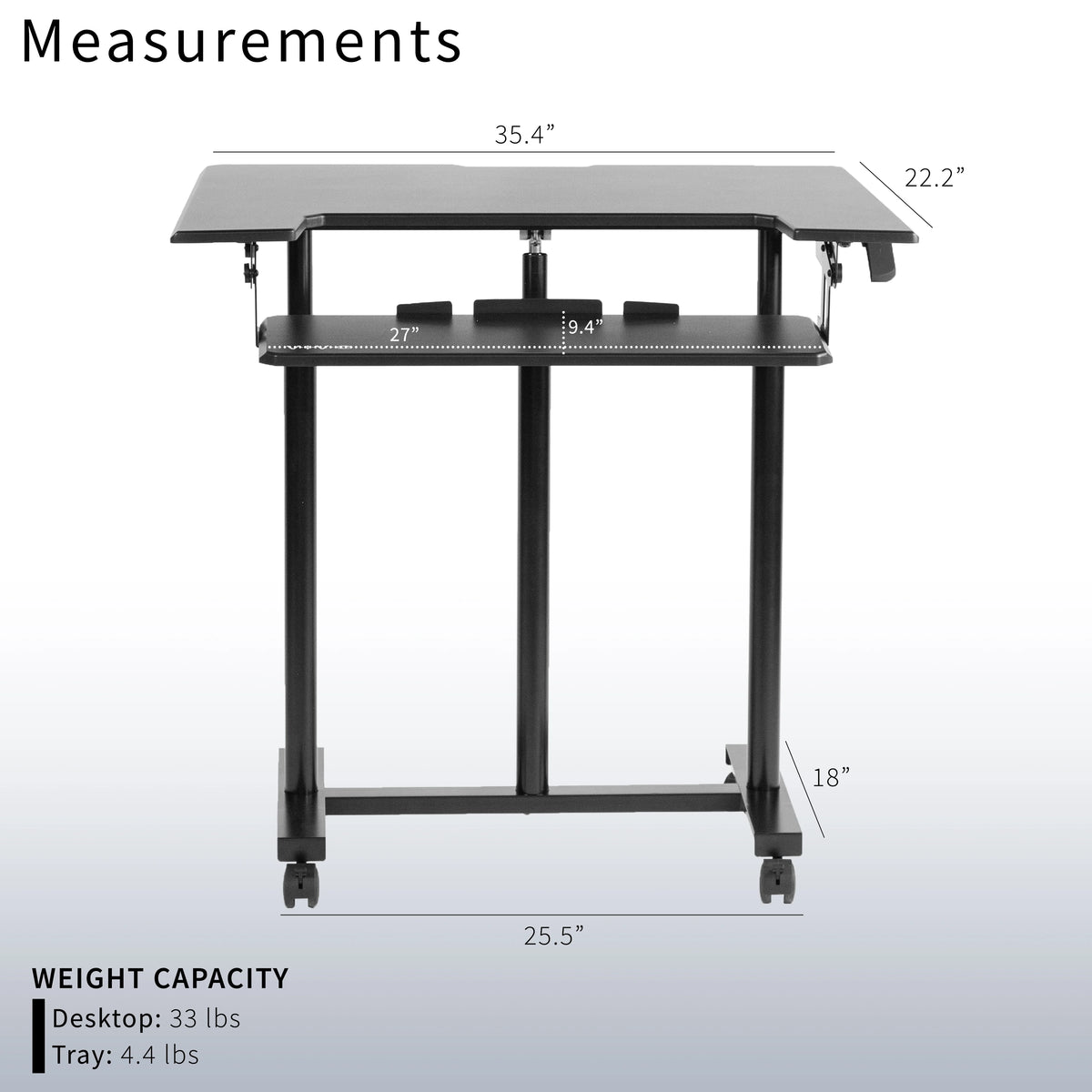 Height Adjustable Stand Up Desk Cart with Keyboard Tray S670