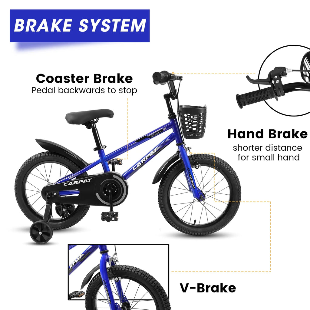 14 Inch Kids Bike with Training Wheels and Basket, White E27474