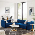 Gold Navy Velvet 4-Piece Sectional L14725