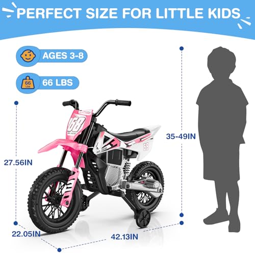 12V Kids Motorcycle with Training Wheels D191678