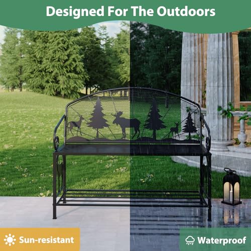 Outdoor Bench with Backrest and Armrests T1533