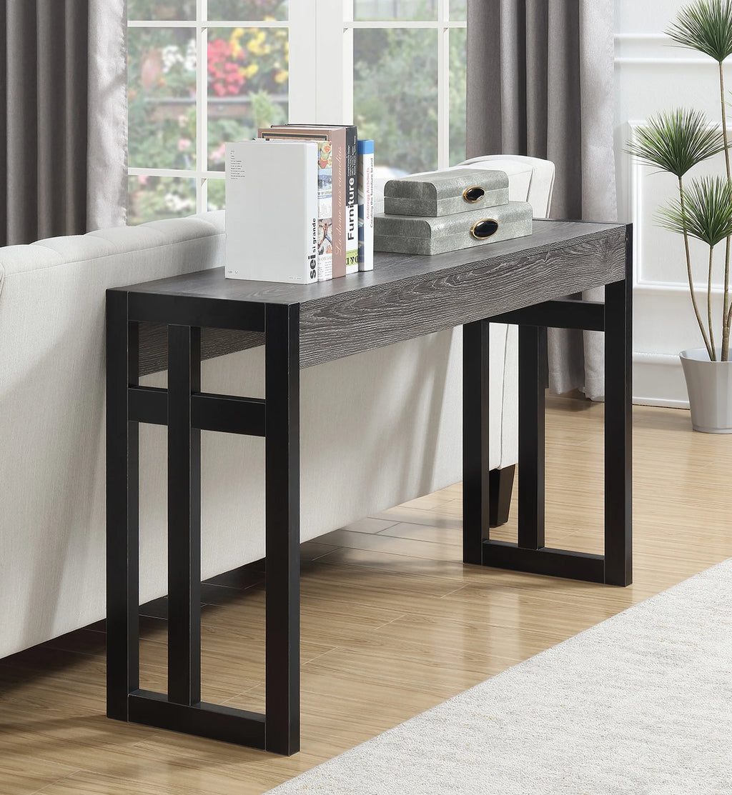 Weathered Gray Black Console Table E3760
