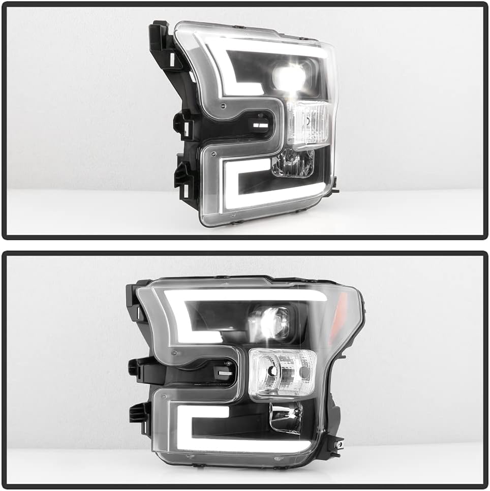 For 2015-2017 Ford F150 Black LED Projector Headlights Assembly C643