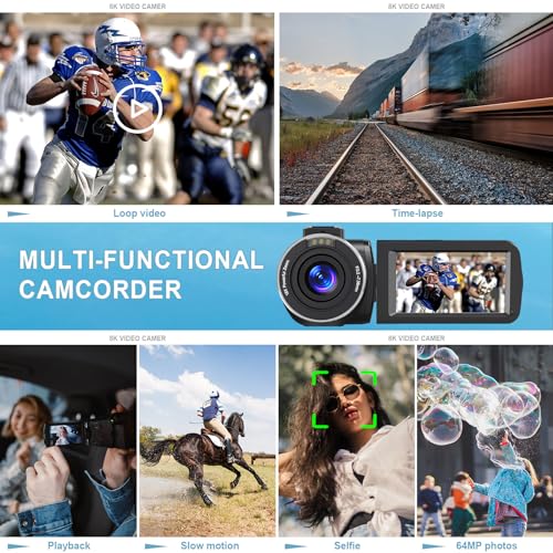 8K Video Camera 64MP Camcorder 18X Digital Zoom IR Night Vision WiFi P387388