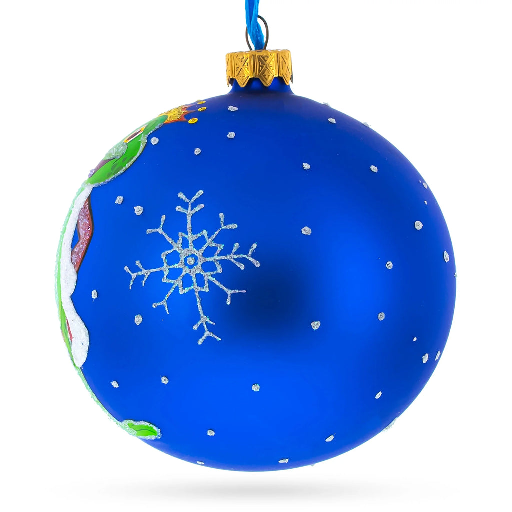 Hand-Blown Glass Ball Christmas Ornament 3.25 Inches V715614