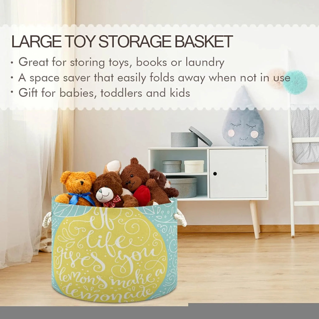 Large Collapsible Storage Basket with Handle, 20x20x14 in U403765