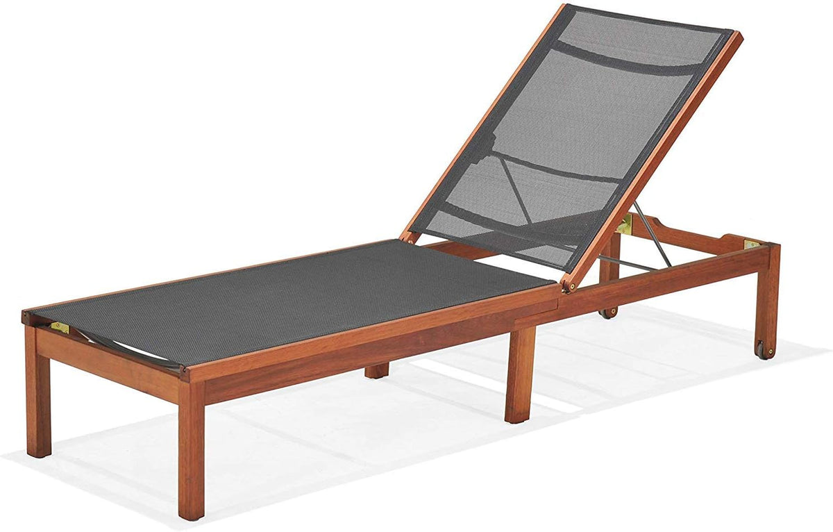 Black Eucalyptus Wood Patio Sling Lounger Q6948