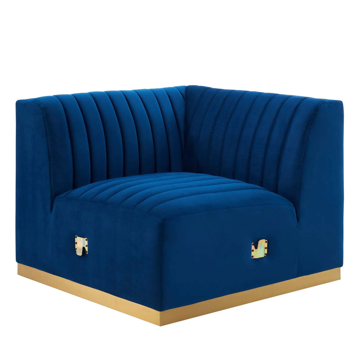 Gold Navy Velvet 4-Piece Sectional L14725