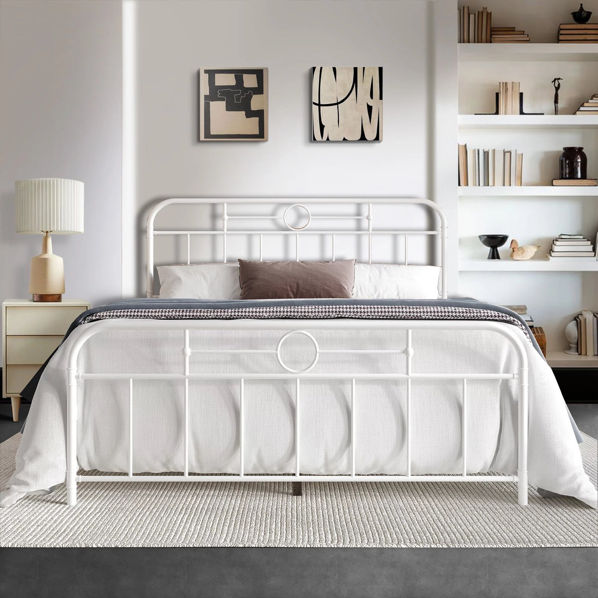 Vintage Full Size Black Metal Platform Bed F6182