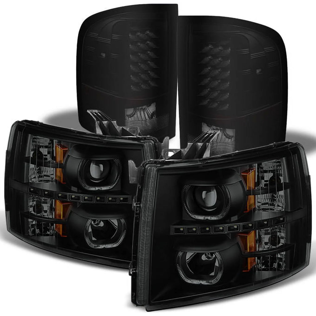 Black Smoked LED Projector Headlights and Tail Light T47686