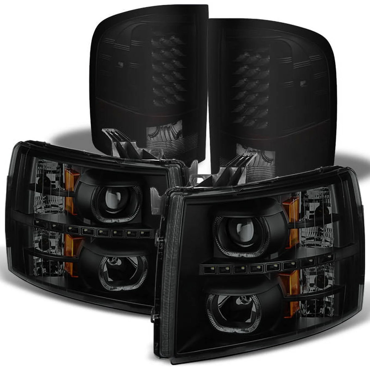 Black Smoked LED Projector Headlights and Tail Light T47686