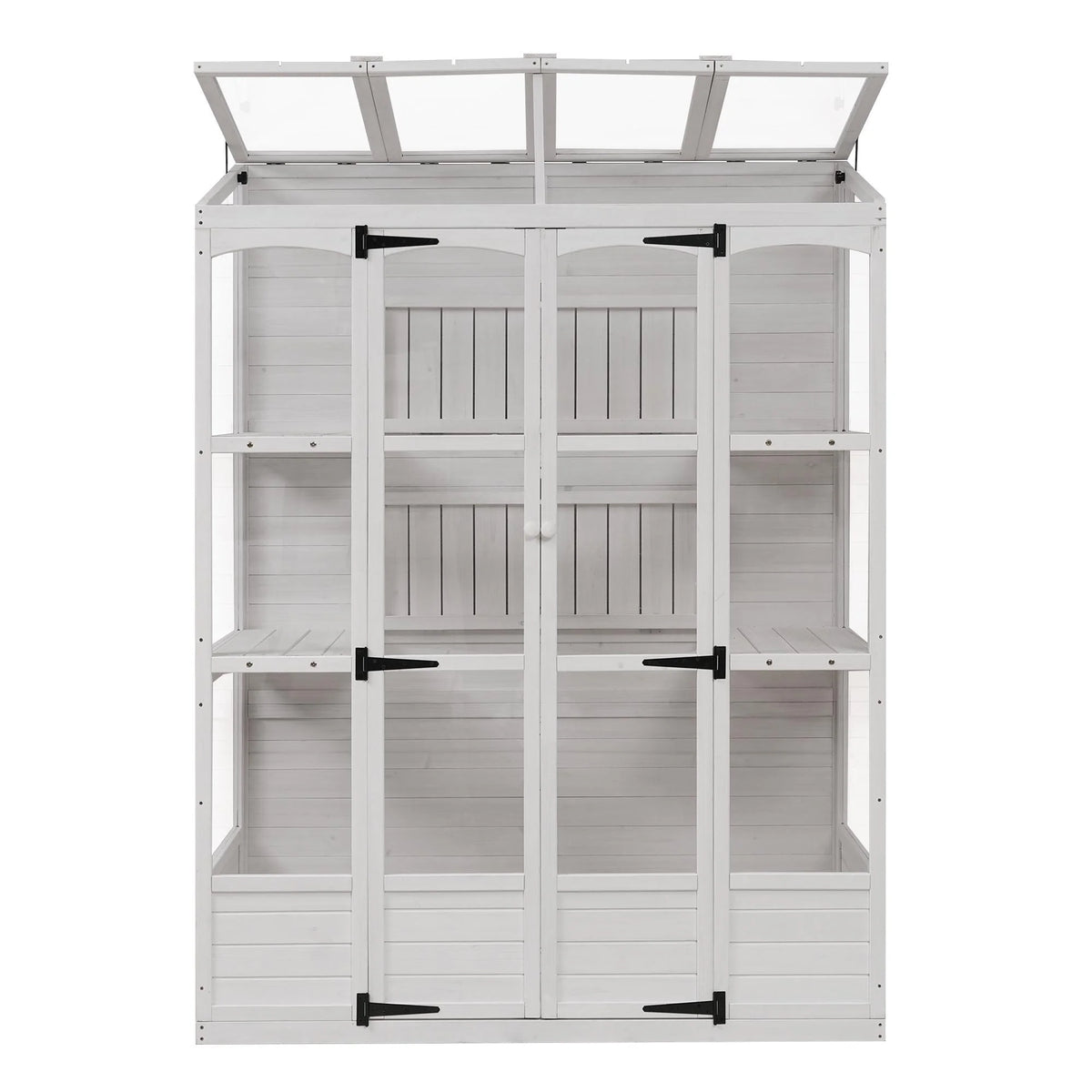57.9"W x 29.1"D x 78.1"H Polycarbonate Greenhouse with Folding Shelves and Windows P564366