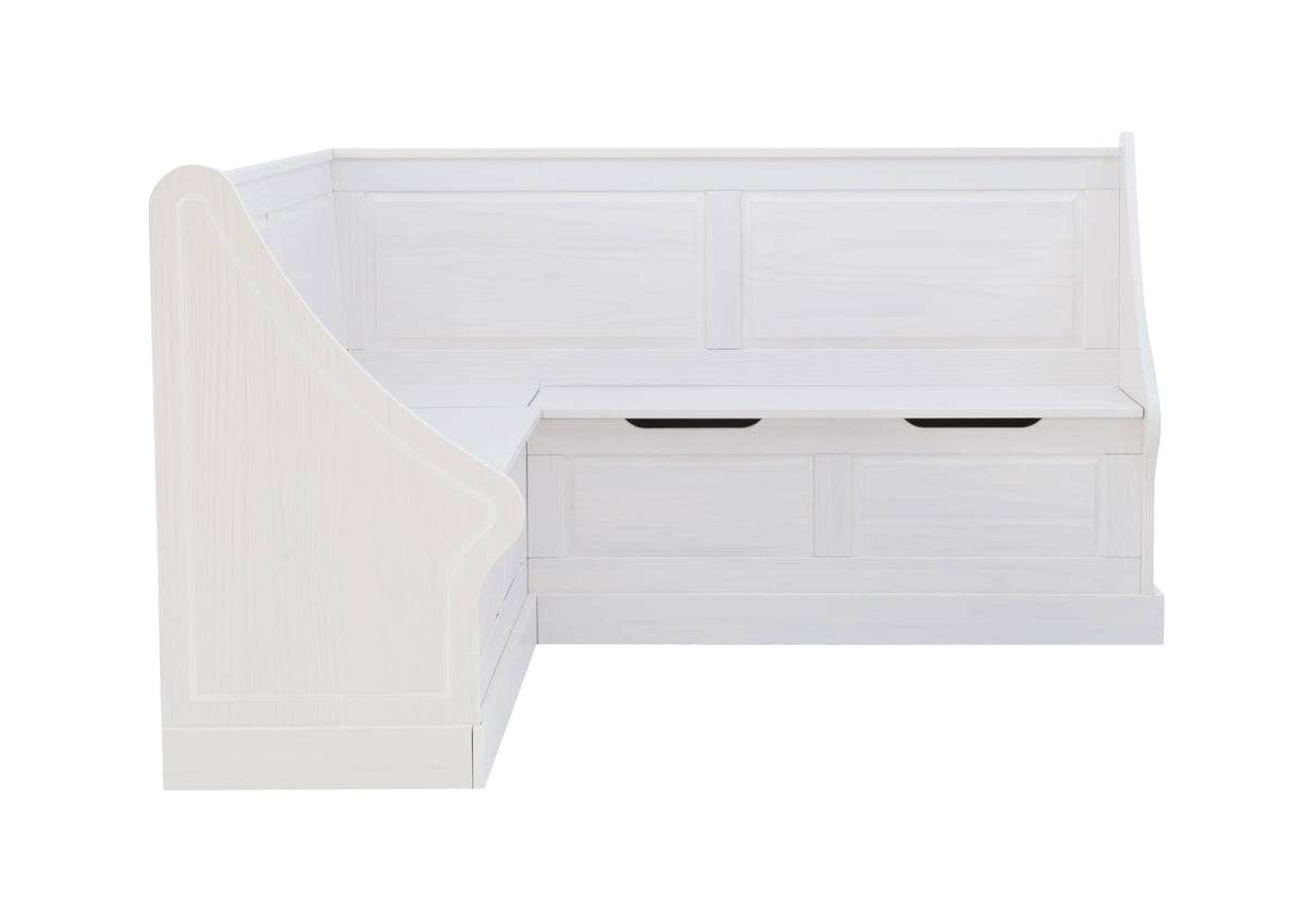 White Wood Corner Dining Bench with Storage U97201