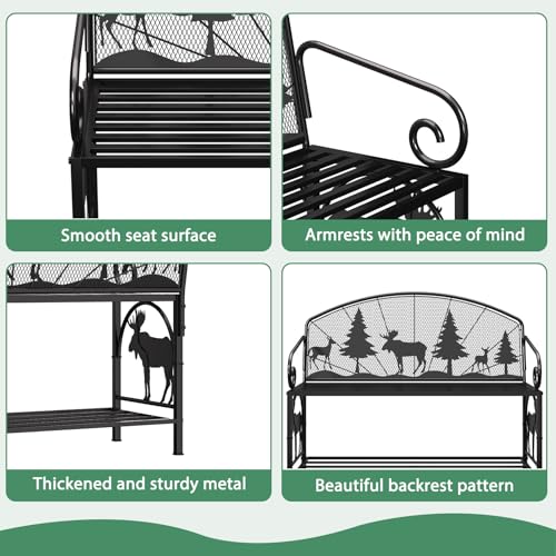 Outdoor Bench with Backrest and Armrests T1533