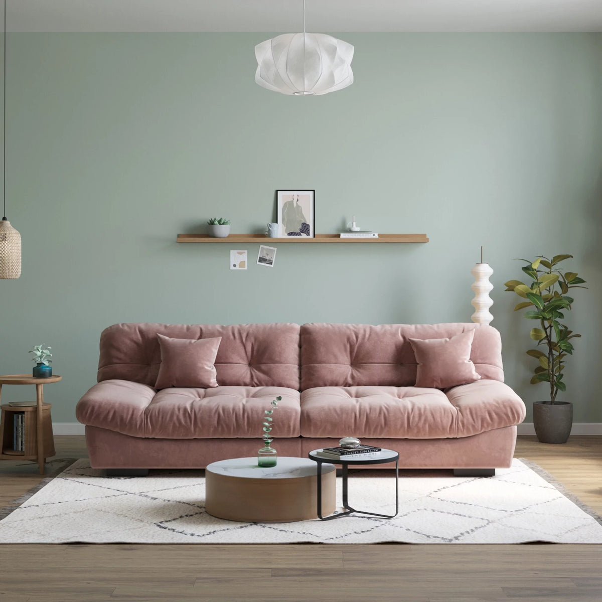 Velvet 3-Seat Cloud Sofa K65302