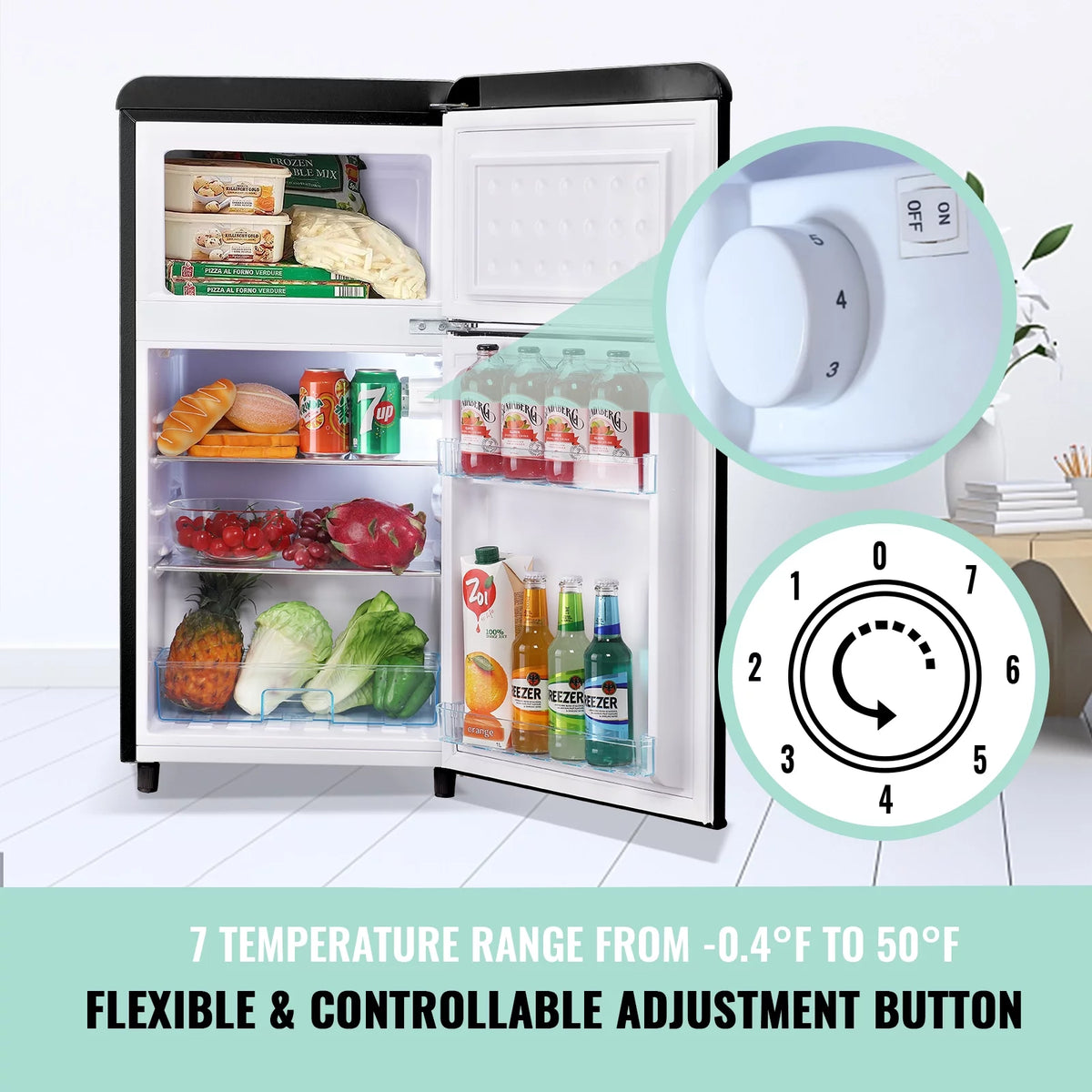 Mini Refrigerator Dual Door Fridge with Handle H456