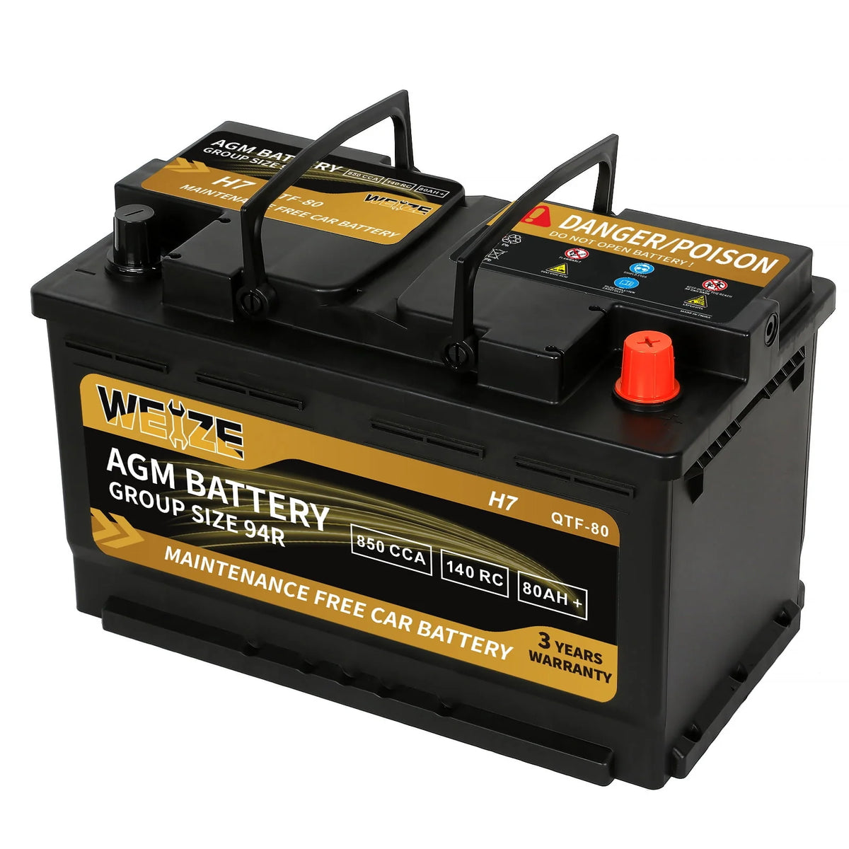 12v 80ah 850CCA Automotive Battery A198077