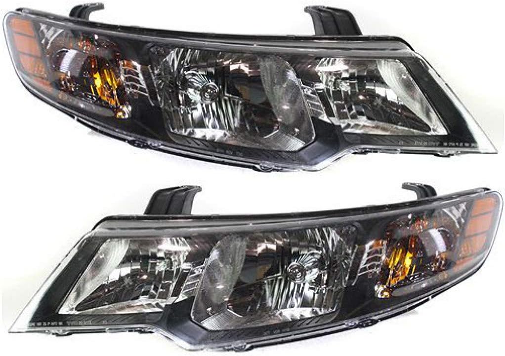 For Kia Forte Headlight 2010-2013 Pair Black Housing with Bulbs Y4034