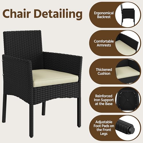 4 Pieces Rattan Wicker Patio Furniture Set with Cushion and Glass Table Y960979