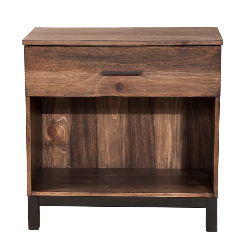 2 Piece Bedroom Set with Two 1 Drawer Wood Nightstands in Rustic Pine S590