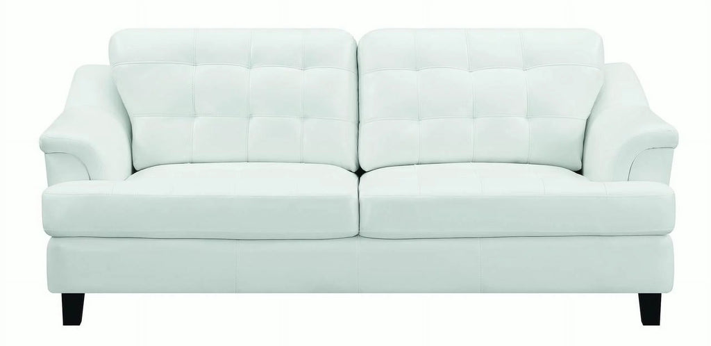 White and Black Faux Leather Upholstered Wooden Sofa Z31171