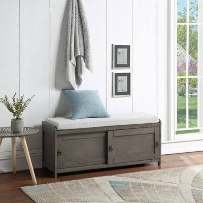 Solid Wood Storage Bench Grey U371758