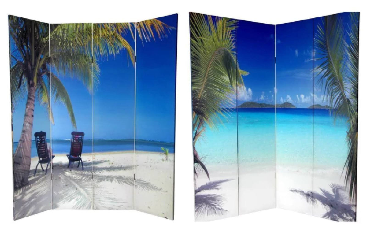 6 ft. Tall Double Sided Ocean Canvas Room Divider I66656
