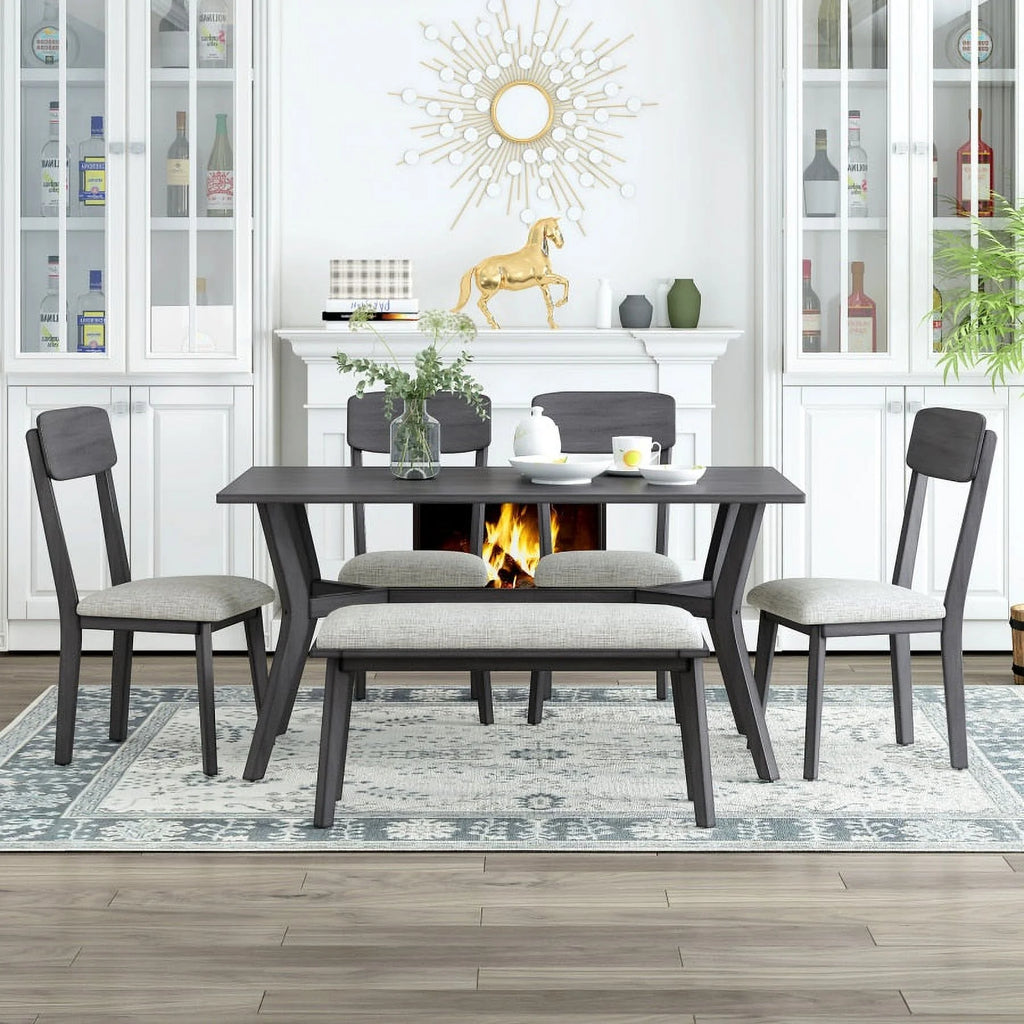 6 Piece Dining Table Set with Bench M945965