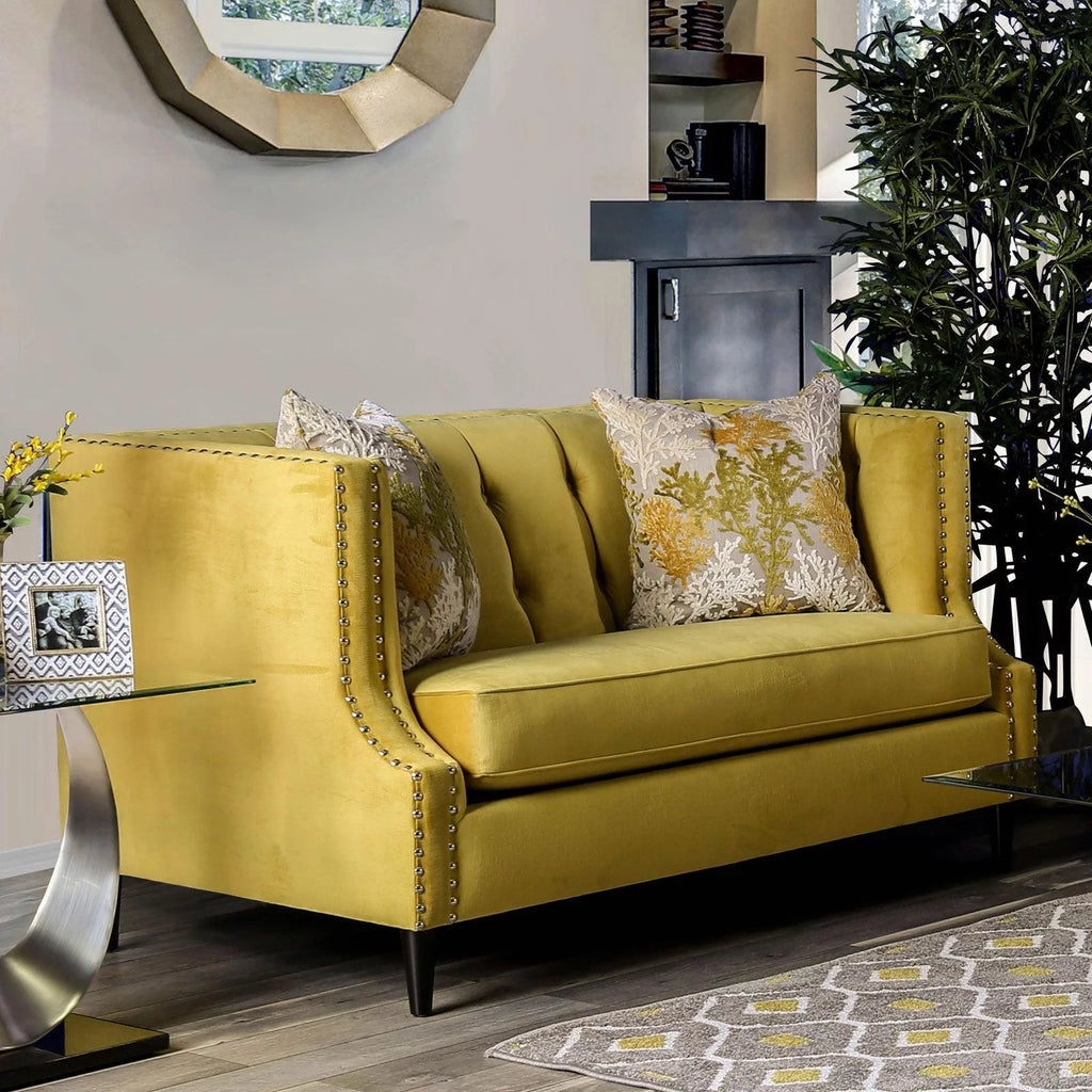 Royal Yellow Microfiber Sofa and Loveseat U14935