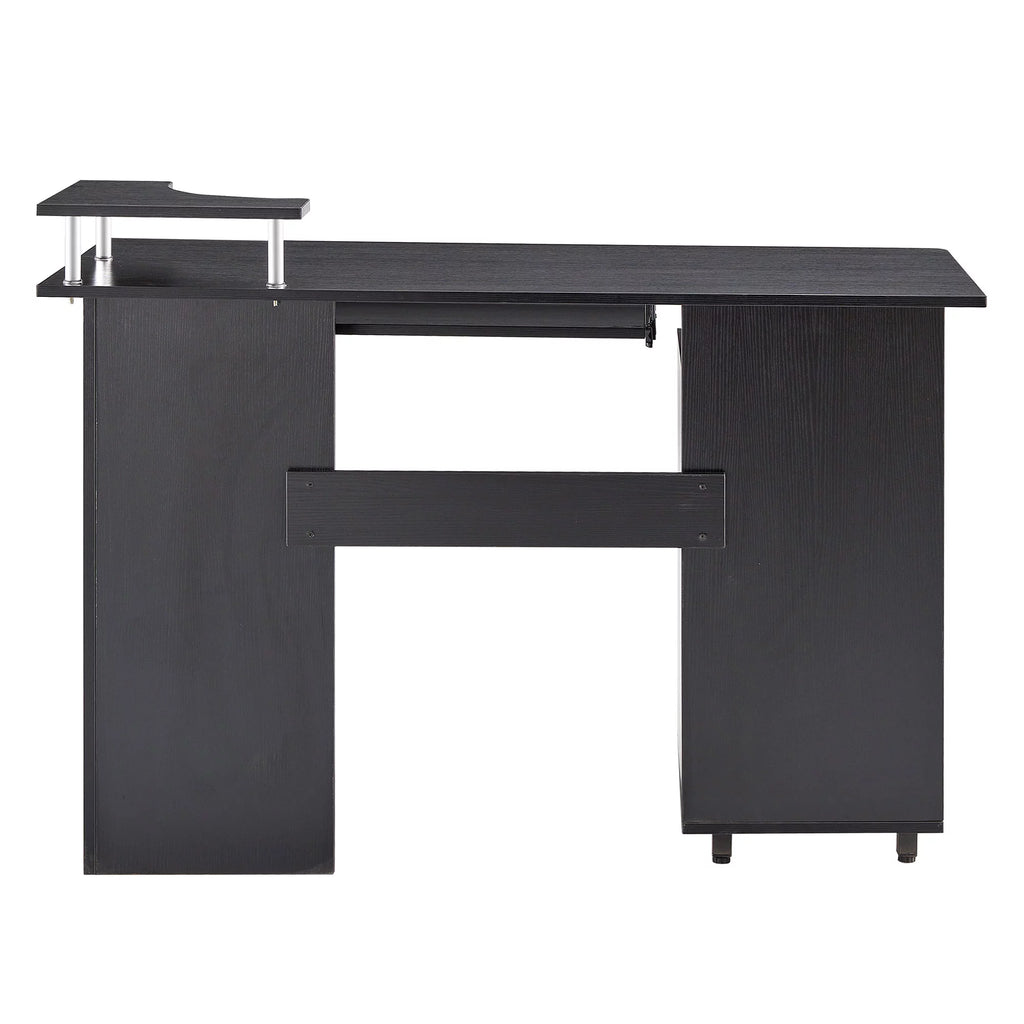 Black Single Solid Wood Computer Desk with Storage Shelves and File Cabinet B8476
