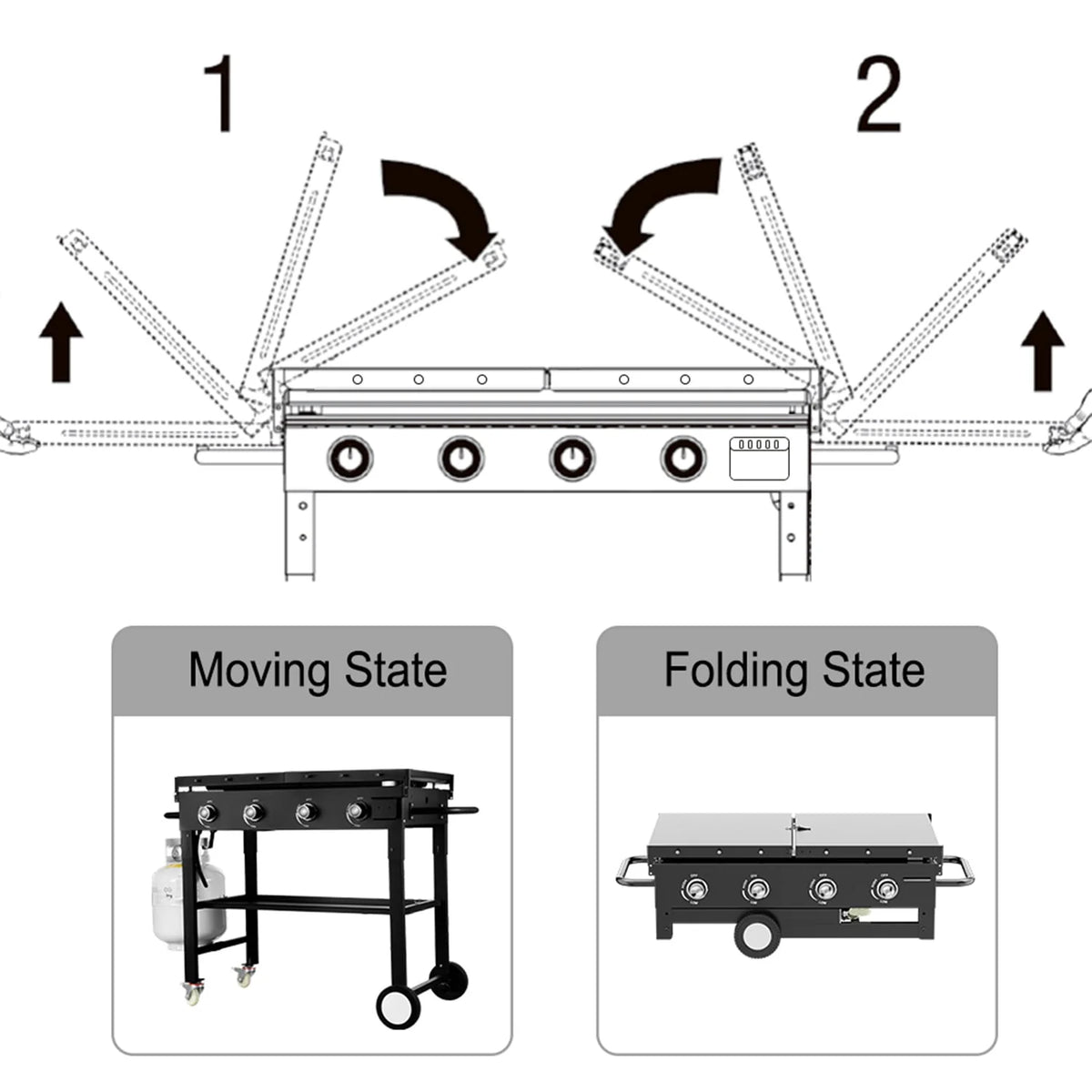 4 Burner Foldable Propane Gas Grill R4990