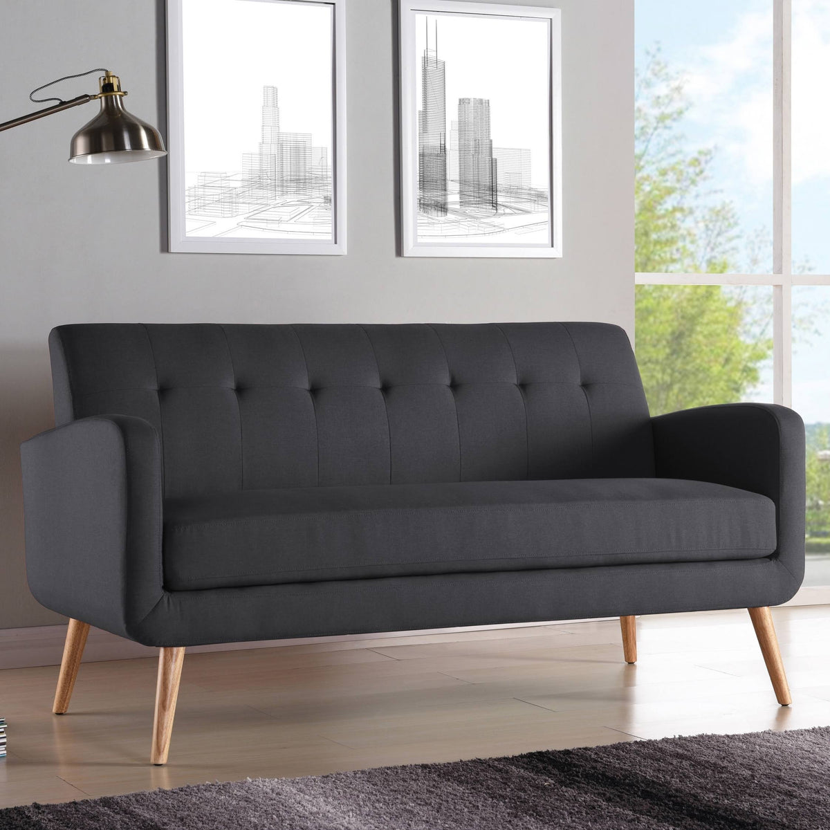 Charcoal Linen Armless Sofa L30841