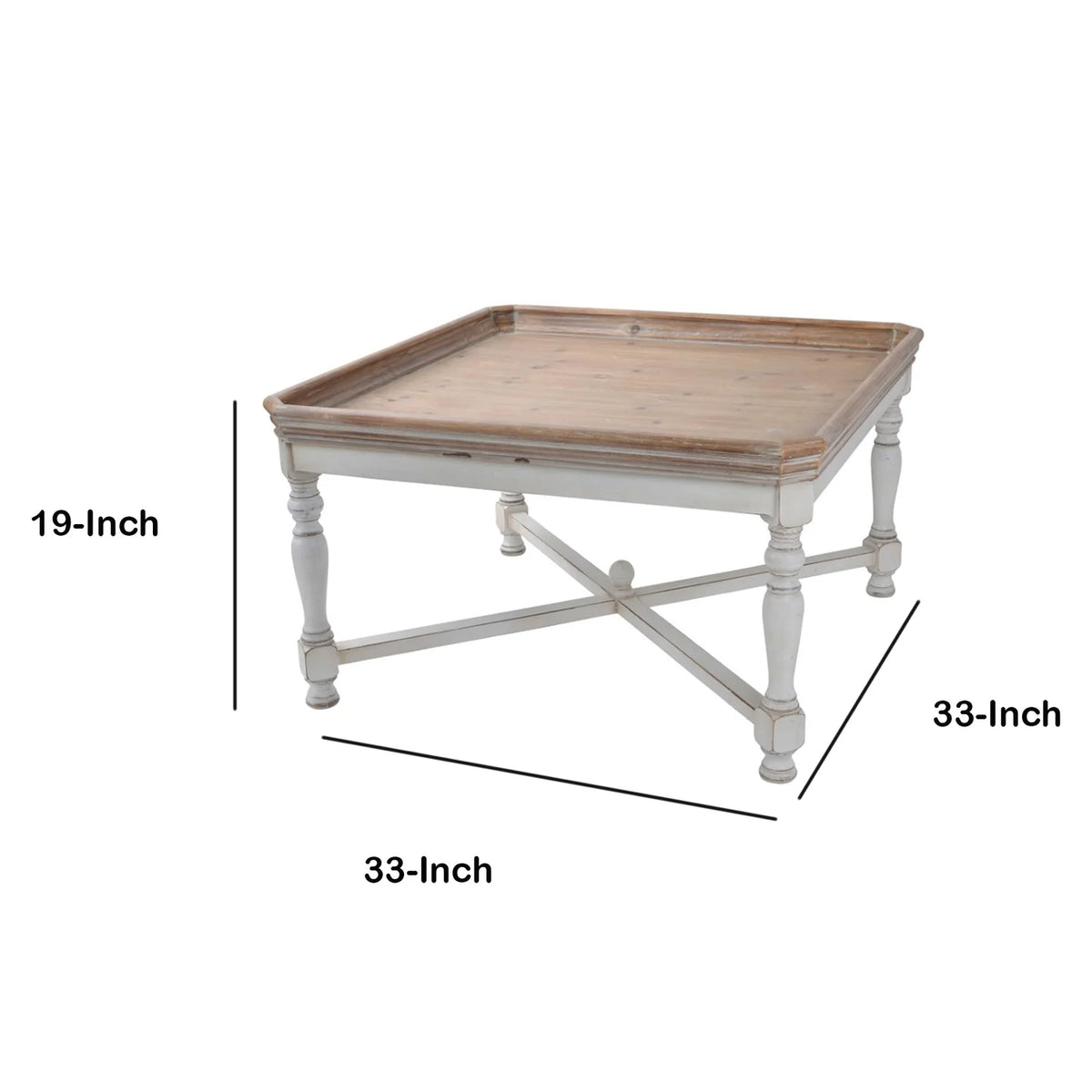 Square Shaped Wooden Coffee Table with Beveled Edges A200