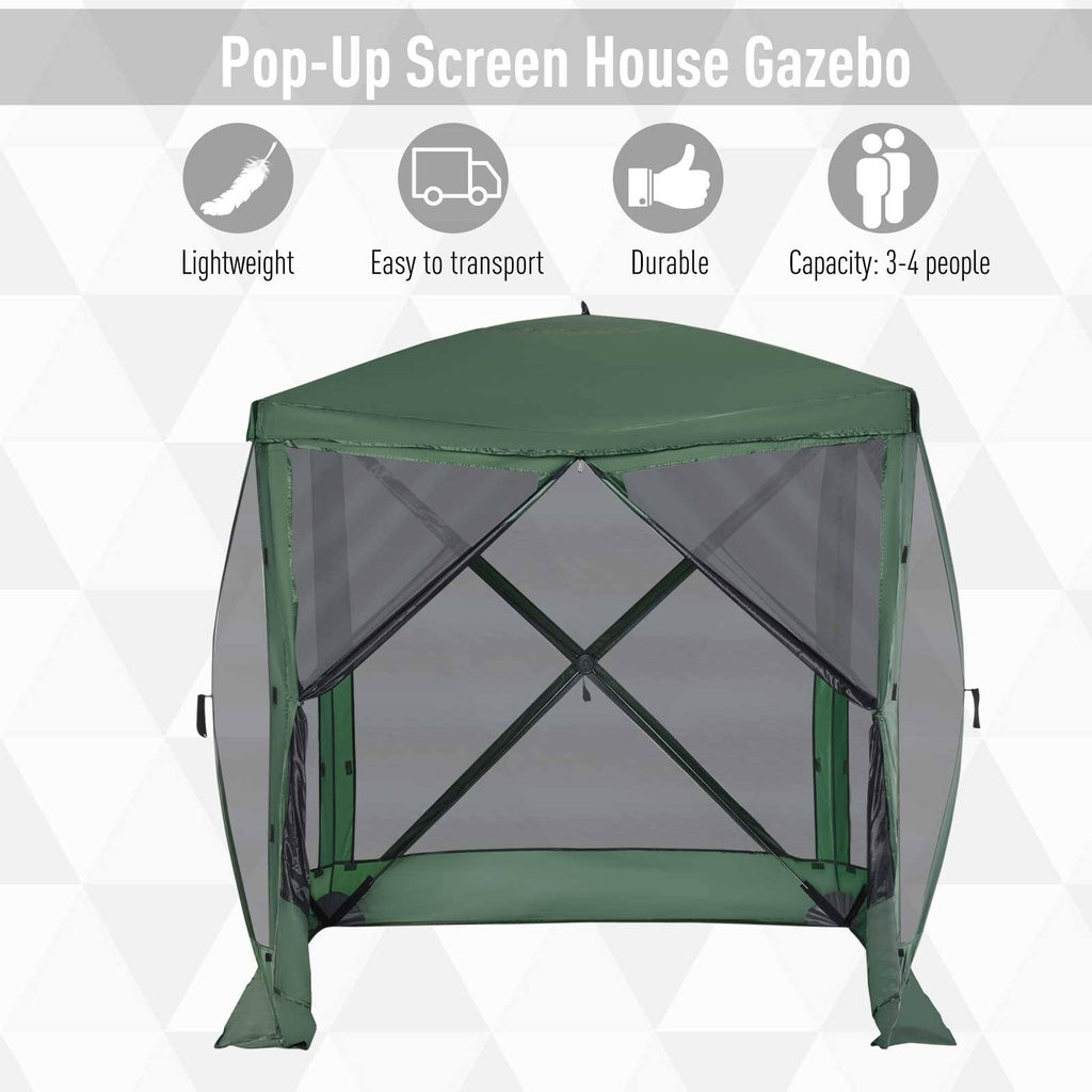 7x7 Pop Up Camping Canopy Tent with Mesh Screen Green M79526