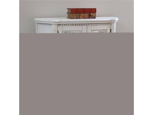Antique White Carved Wood Two Door Console Table O8637