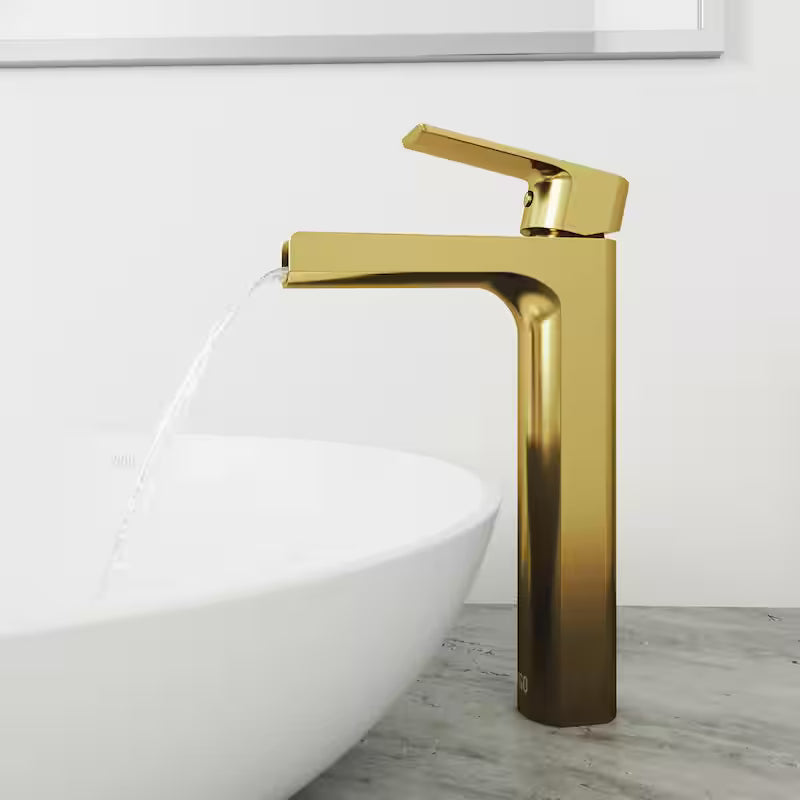 Single Handle Single-Hole Bathroom Vessel Faucet Matte Brushed Gold Q9579