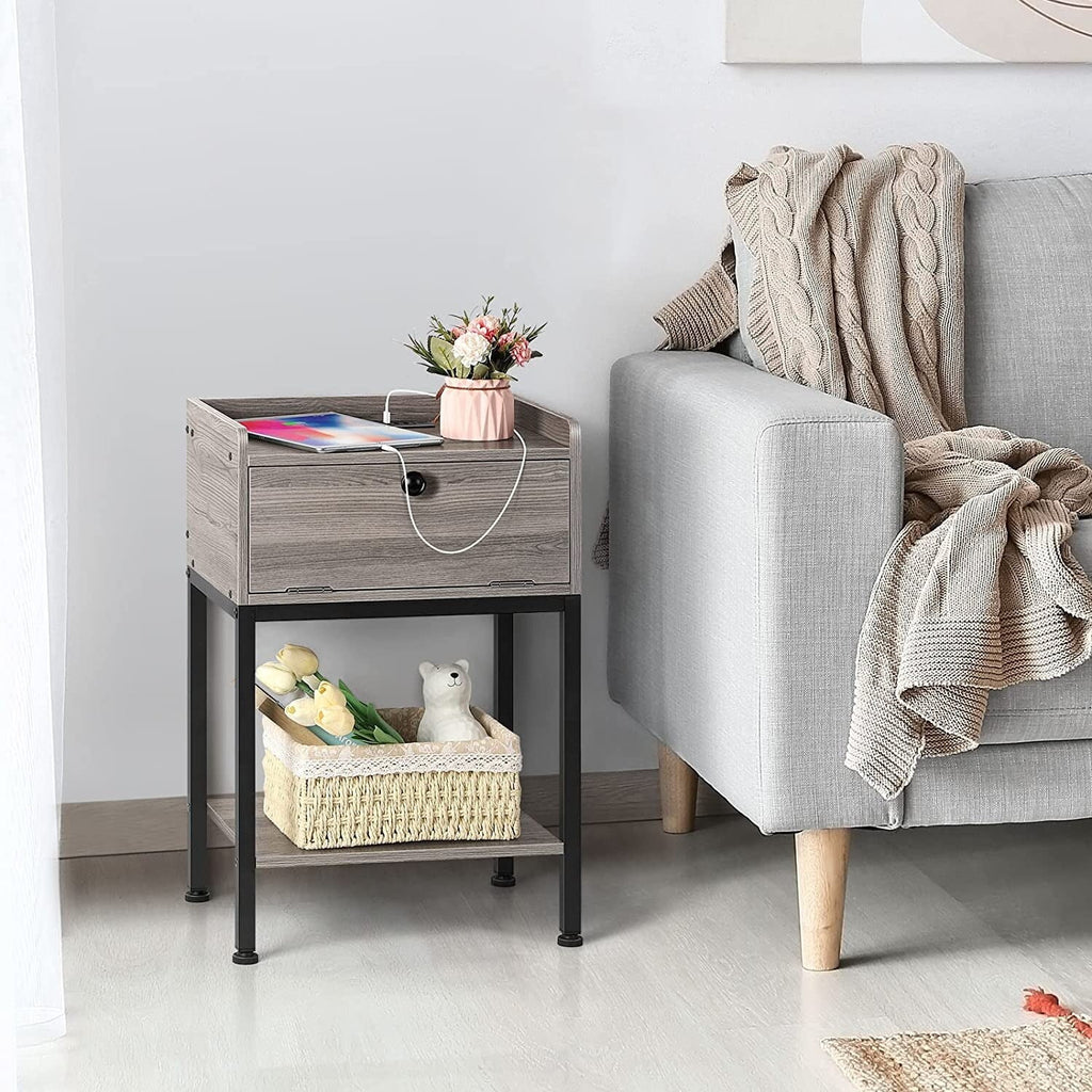 Bedside End Table with Storage Drawer J264