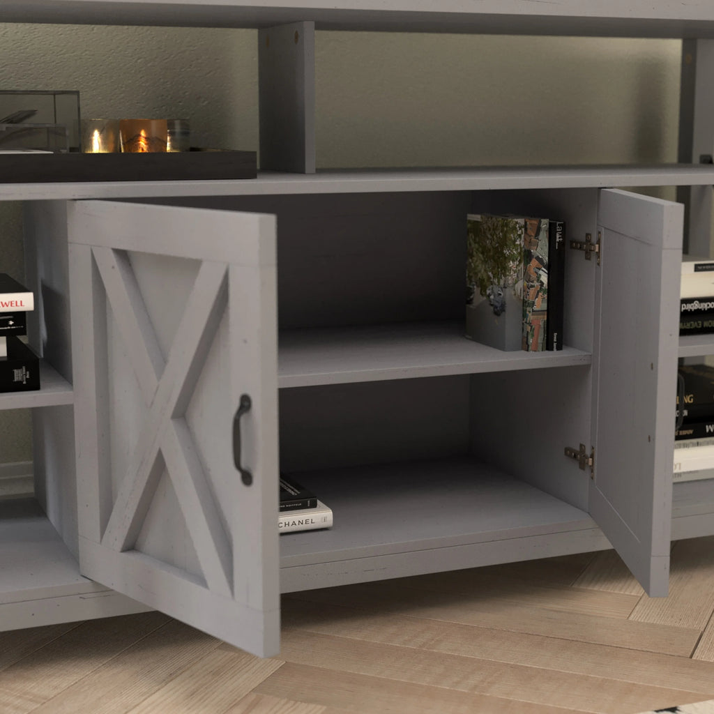 Coastal Gray TV Stand with Adjustable Shelf and Storage K582