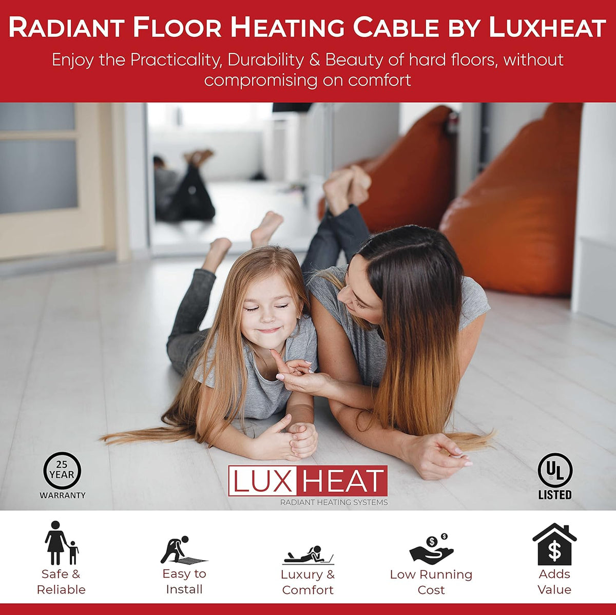 120v Electric Radiant Floor Heating Cable Set with Programmable Thermostat Q1971