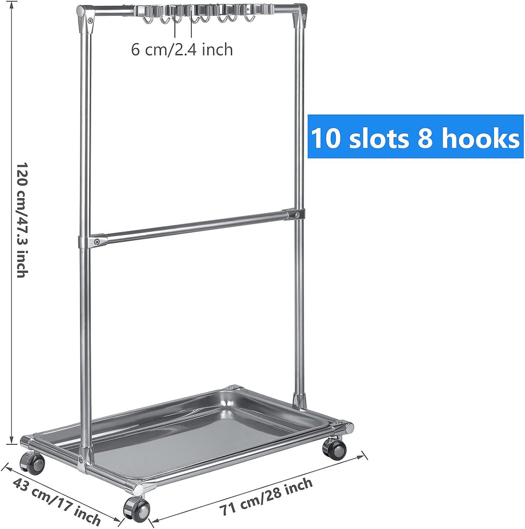 Floor Standing Broom Holder Organizer 10 Racks 8 Hooks A617