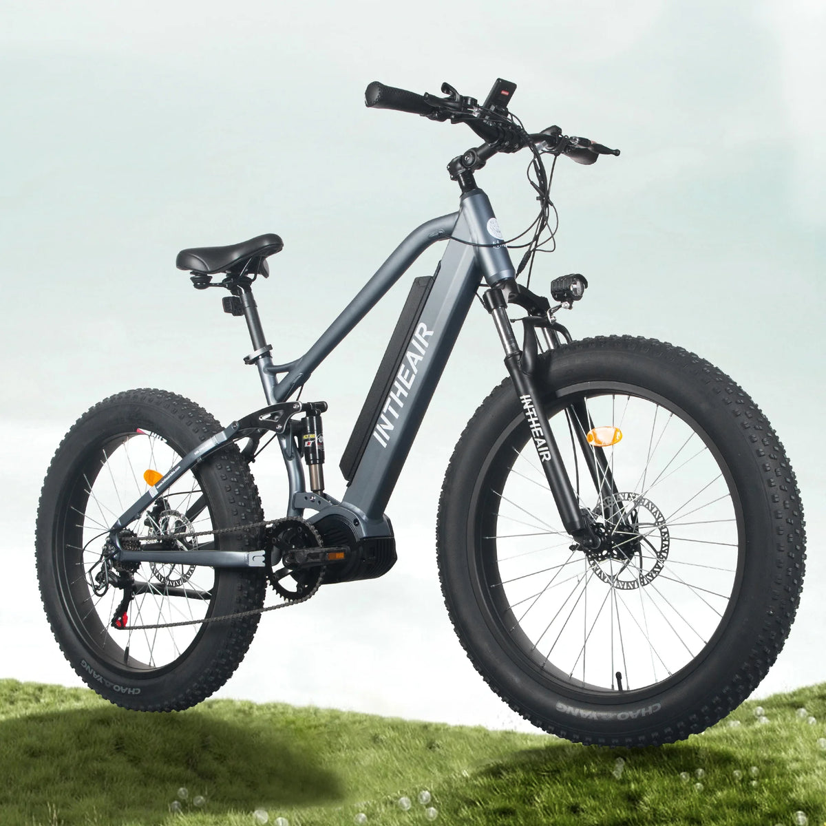 26'' Fat Tire Electric Bike 750W Mid Motor Gray B872