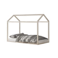 Twin Size Wooden Canopy Bed Antique Grey F9834