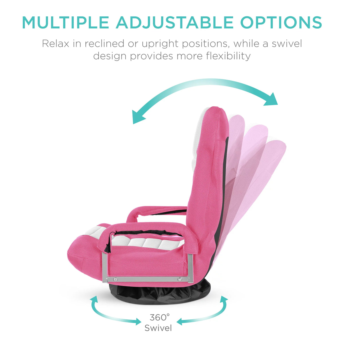 Pink White Foldable Swivel Floor Chair T7241