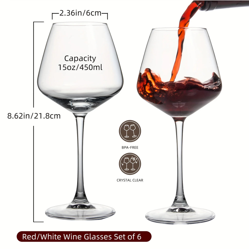 20 Oz Crystal Clear Wine Glasses, Set of 6, Dishwasher Safe I122