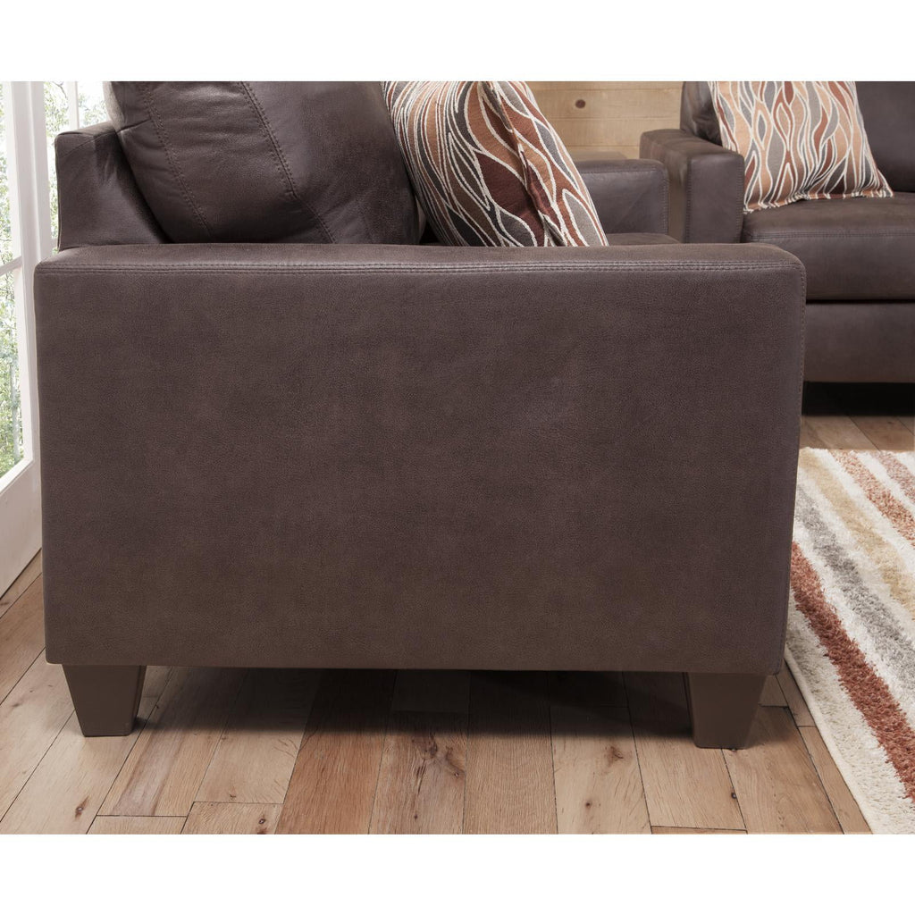 Pinto Brown Faux Leather Square Arm Sofa with Two Accent Pillows S22343