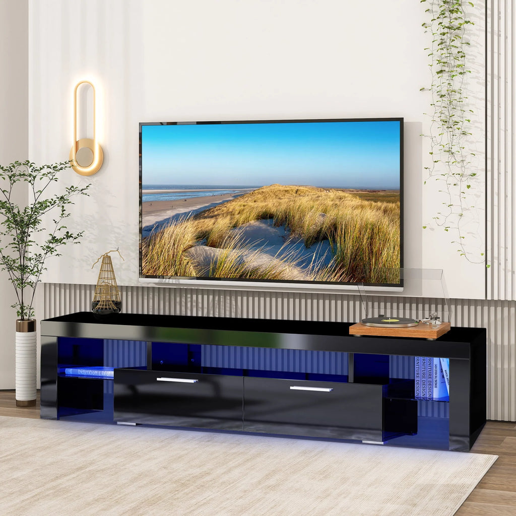 White High Gloss TV Stand with Storage Shelves A983947