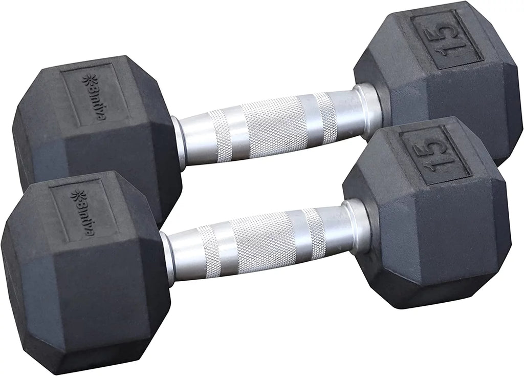 Rubber Coated Hexagon Dumbbells Pairs H100789