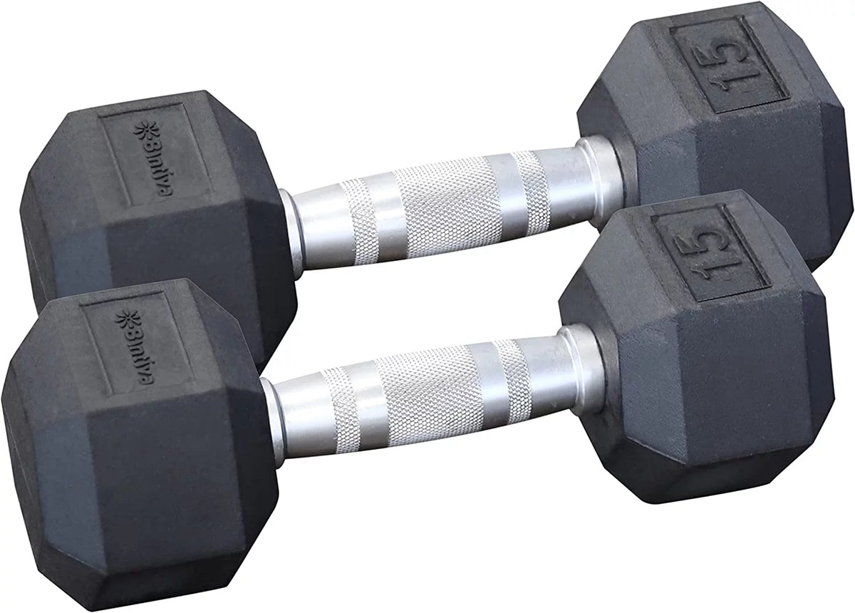 Rubber Coated Hexagon Dumbbells Pairs H100789